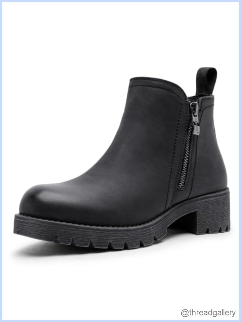 Faux Leather Ankle Boots Side Zip Round Toe Low Block Heel Booties